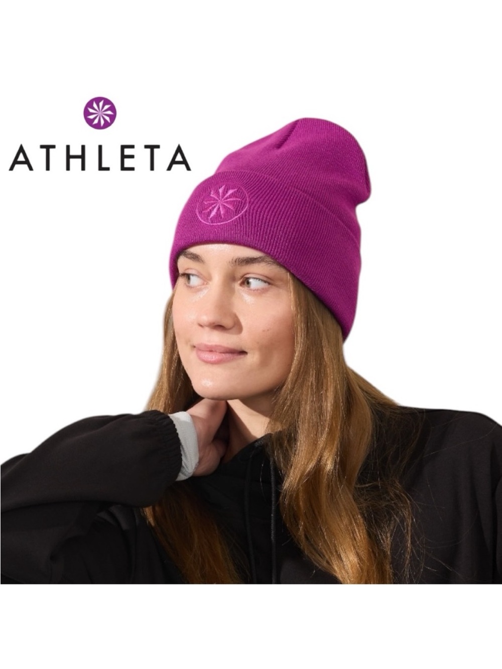 ATHLETA NWT Head Start Beanie Magenta Pink Knit Hat OS